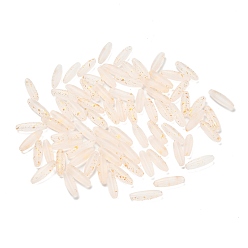 Льняное Полотно Матовые стеклянные бусины, рис, золотой фольгой, белье, 21.5x6.5 мм, отверстие : 1.4 мм, Около 915 шт / 1000 г