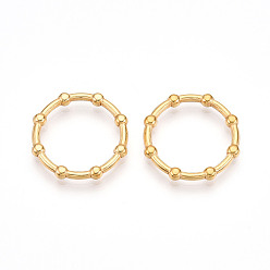 Настоящее золото 18K 304 нержавеющей стали связывающий кольца, Кольцевая форма, ионное покрытие (ip), реальный 18 k позолоченный, 23.5x3 мм, внутренний диаметр: 18 мм