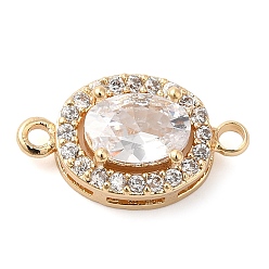 Настоящее золото 18K Латунные подвески из прозрачного кубического циркония, без кадмия, без никеля и без свинца, овальные связи, реальный 18 k позолоченный, 15x8.5x5 мм, отверстие : 1.2 мм
