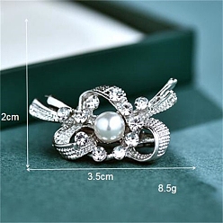 Платина Брошь в виде цветка из сплава кристаллов и страз для рюкзака, с имитацией жемчужина бисера, платина, 20x35 мм