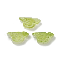 Желто-Зеленый Прозрачные стеклянные бусины, птица, спекающийся лак, желто-зеленый, 10x20x8 мм, отверстие : 1.2 мм