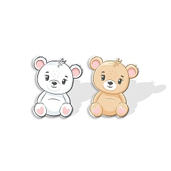 (52) Непрозрачная лаванда Пластиковые серьги-гвоздики в виде медведя для женщин, разноцветные, 15 мм