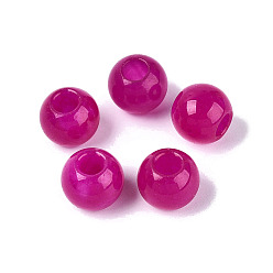 Средний Фиолетово-красный Натуральный белый нефрит европейский бисер, гладкий круглый, бусины с большим отверстием, окрашенные, средне фиолетовый красный, 10~10.5x9~9.5 мм, отверстие : 4 мм