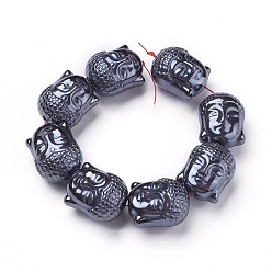 Nicht-magnetischen Hämatit Unmagnetische synthetischen Hämatitkornen Stränge, Buddha-Kopf, 25~25.5x20x19~19.5 mm, Bohrung: 1.6 mm, ca. 8 Stk. / Strang, 7.9 Zoll (20.2 cm)