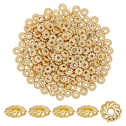 Настоящее золото 18K 250шт. экологически чистые сплавные разделительные бусины, долговечный, без кадмия, без никеля и без свинца, цветок, реальный 18 k позолоченный, 4.8x1.5 мм, отверстие : 1.2 мм