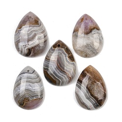 Натуральный Агат Подвески из натурального аметиста и кружевного агата, слезинки, класс b, 35x25x7.5 мм, отверстие : 1.5 мм