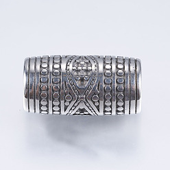 Античное Серебро 304 шарики из нержавеющей стальной трубы, бусины с большим отверстием, античное серебро, 24x12 мм, отверстие : 8.5 мм