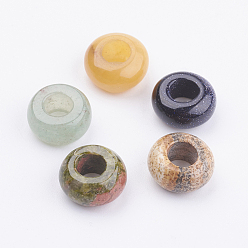 Смешанные камни Натуральный & синтетический драгоценный камень европейские бисер, бусины с большим отверстием, рондель, 12x6~7 мм, отверстие : 5 мм