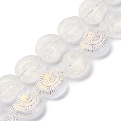 Прозрачный АВ Стеклянные бусины с гальваническим покрытием , с покрытием AB цвета, улитка, ясно AB, 12.5x11.5x4.5 мм, отверстие : 1 мм, около 50 шт / нитка, 24.41 дюйм (62 см)