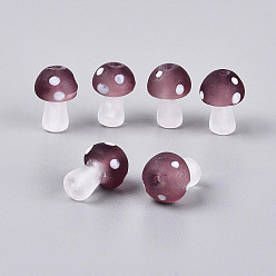 Púrpura Hebras de cuentas de cristal de murano hechas a mano heladas, seta, púrpura, 15~18x11~12.5 mm, agujero: 0.9~1.6 mm, sobre 30 unidades / cadena, 19.69~20.08 pulgada (50~51 cm)