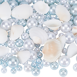 (52) Непрозрачная лаванда 140 шт 3 стили АБС пластик имитация жемчуга круглые бусины, без отверстия , с 100g без отверстий бусины из ракушек, разноцветные, 10~20 мм