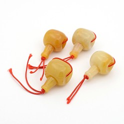 Нефрит Тыква 3-отверстие естественно нефрита бисером гуру, T-просверленные бусы, 22x11x12 мм, отверстие : 2 мм