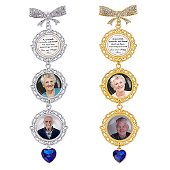 (52) Непрозрачная лаванда 2шт. 2 цвета сплава основа для броши со стразами, с акриловыми основаниями для броши и стеклянными кабошонами., бантик с плоским круглым, разноцветные, 175x40.5x12.5 мм