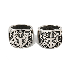 Другие 316 бусины из хирургической нержавеющей стали с большими отверстиями, античное серебро, щит, 9x11x8 мм, отверстие : 8 мм