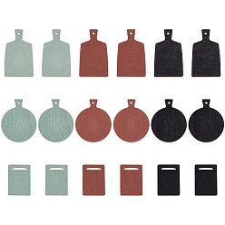 Mixed Shapes 6 Bags 3 Styles Wood Plate Display Decorations, Dollhouse Micro Landscape Decoration Accessories, Mixed Color, Mixed Shapes, 28.5~43x20~31.5x2.3mm, Hole: 2~12.5mm, 3pcs/bag, 2bags/style