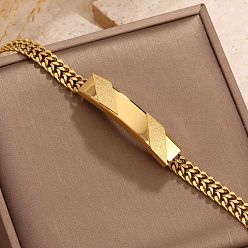 Золотой 304 из нержавеющей стали ссылка браслеты, обуздать цепи браслеты, прямоугольник с трапецией, золотые, 6.30 дюйм (16 см)