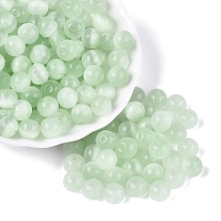Бледно-Зеленый Стеклянные бусины в стиле верстака класса А FGB, круглые, имитация шарики глаза кота, бледно-зеленый, 9.5 мм, отверстие : 1.4~1.6 мм, Около 420 шт / фунт