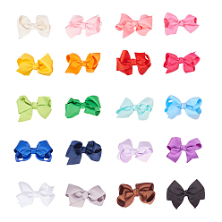 (52) Непрозрачная лаванда Grosgrain bowknot аллигаторные зажимы для волос, С железными аллигаторами, разноцветные, 40~50x70~82x25~30 мм