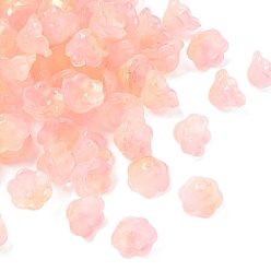 Pink Прозрачные шапочки из стеклянных бусин, с блеском порошок, розовые, 12x8 мм, отверстие : 1.4 мм, 1250 шт / 1000 г