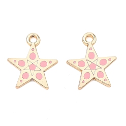 Pink Подвески из эмали и сплава, звезды прелести, стойки покрытие, золотые, розовые, 15x13x1.5 мм, отверстие : 1.6 мм