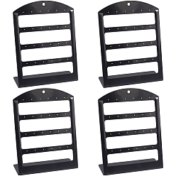 Черный 4-уровневые Г-образные акриловые подставки для сережек, чёрные, 13.7x5.3x17.3 см