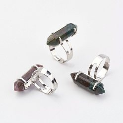 (RRHB277) Кристалл на подкладке из медово-бежевого цвета Кольца из натурального индийского агата, с обнаружением железного кольца, платина, пуля, Размер 8, 18 мм