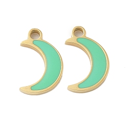 Настоящее золото 14K 304 из нержавеющей стали шармы эмали, лунное очарование, реальный 14 k позолоченный, 8.5x5.5x1 мм, отверстие : 1 мм