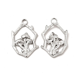 Нержавеющая Сталь Цвет Не тускнеющие 304 подвески из нержавеющей стали, грибное очарование, цвет нержавеющей стали, 26x17x2.5 мм, отверстие : 2.6 мм