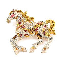Разноцветный Эмалевый штифт, штыри отворотом сплава горного хрусталя для одежды рюкзака, лошадь, золотые, красочный, 47x46 мм