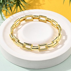 Настоящее золото 18K Браслеты из латуни с прозрачным кубическим цирконием в микропаве, прямоугольные, долговечный, без свинца и без кадмия, реальный 18 k позолоченный, 3/8 дюйм (0.98 см), Внутренний диаметр: 52x56.5 мм.