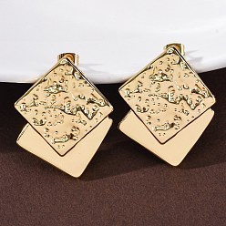 Настоящее золото 18K 304 серьги-гвоздики из нержавеющей стали для женщин, ионное покрытие (ip), ромб, реальный 18 k позолоченный, 37x30 мм