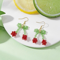 (123L) Белый крем непрозрачный блеск Вишневые стеклянные серьги-подвески, золотые, огнеупорный кирпич, 50.5x32.5 мм