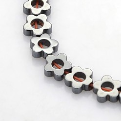 (405) Непрозрачный AB вишня Гальванизировать немагнитных синтетический гематит бисер пряди, цветок / цветок сливы, с черным покрытием, 6x6x2 мм, отверстие : 1 мм, внутренний диаметр: 2 мм, около 72 шт / нитка, 15.7 дюйм