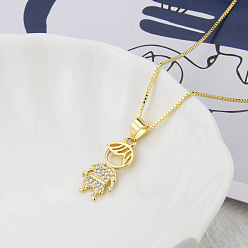 Золотой Латунные микропаве прозрачные кубические цирконии мальчик кулон ожерелья, золотые, 17.32 дюйм (44 см)