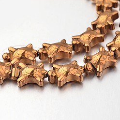 с Покрытием Меди Гальванизировать немагнитных синтетический гематит нитей бисера, черепаха, с медным покрытием, 14x9x5 мм, отверстие : 1 мм, около 30 шт / нитка, 15.7 дюйм