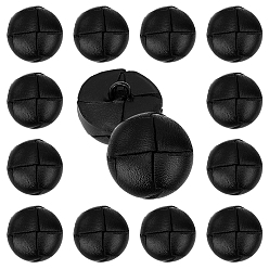 Черный 12шт. кожаные пуговицы, полукруглый, 1-луночное, чёрные, 20.5x14.5 мм, отверстие : 3.5x2.5 мм