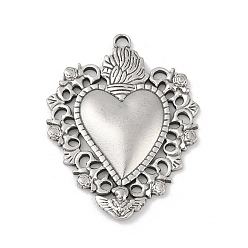 Нержавеющая Сталь Цвет 304 подвески из нержавеющей стали, очарование священного сердца, анти-тускнение, цвет нержавеющей стали, 39.5x31x3.5 мм, отверстие : 2 мм