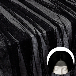 Черный Сетчатая ткань из акриловых волокон, аксессуары для париков, чёрные, 516~546x0.5 мм, 2 ярдов / набор