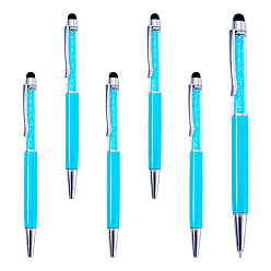 Светло-Голубой 5шт. пластиковая шариковая ручка, с кристаллом внутри, Небесно-голубой, 146x13x9.5 мм