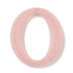 Pink Flocky Resin Pendants, Hollow Oval Charms, Pink, 39.5x35x7mm