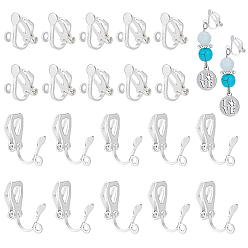 Silver 30 Pairs 925 Sterling Silver Clip-on Earring Findings, Silver, 13x6x9mm, Hole: 1.4mm