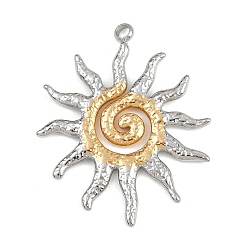 Золотой & Цвет Нержавеющей Стали 304 подвески из нержавеющей стали, ионное покрытие (ip), очарование солнца, золотые и нержавеющая сталь цвет, 40x33x2 мм, отверстие : 2.5 мм