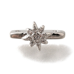 Платинированный Латунные микропаве прозрачные кубические циркониевые распорки, без кадмия, без никеля и без свинца, звезда, 3-луночное, Реальная платина, 6.5x12.5x6 мм, отверстие : 1.2 мм