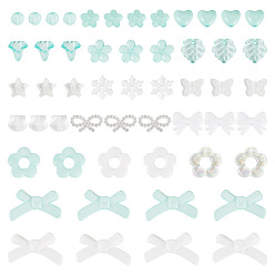 Бледно-бирюзовый 100g прозрачные и непрозрачные акриловые бусины, разнообразные, бледные бирюзовая, 7.5~24.5x7.5~32.7x2.5~12.5 мм, отверстие : 0.5~3 мм