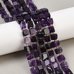 Аметист Природный аметист нитей бисера, кубические, с бисером, 6~7x6.5~7x6~7 мм, отверстие : 0.9 мм, около 44~45 шт / нитка, 15.20~15.55'' (38.6~39.5 см)