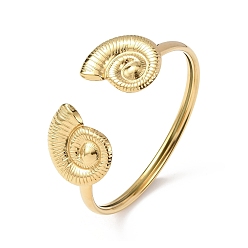 Shell Shape Морская тематика 304 браслеты-манжеты из нержавеющей стали, браслеты на концах для женщин, золотые, раковина, внутренний диаметр: 2.09 дюйм (5.3 см) x 2.32 дюйм (5.9 см)