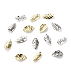 Mixed Color Brass Charms, Cadmium Free & Lead Free, Leaf, Mixed Color, 7x4x1mm, Hole: 1mm