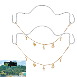 Платиновый & Золотой 2шт. алюминиевые цепи для бордюров, подвесные украшения для автомобилей, с латунной подвеской и алюминиевой проволокой, платиной и золотом, 230 мм