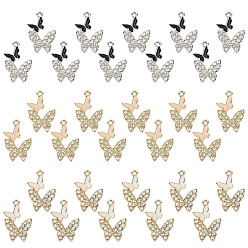 (52) Непрозрачная лаванда 30 шт 3 цвета сплава эмалевые подвески, со стразами, очарование бабочки, разноцветные, 23x12 мм, 10 шт / цвет