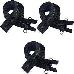 Black Resin Zipper, with Polyester Cloth, Garment Accessories, Black, 80x3.7cm